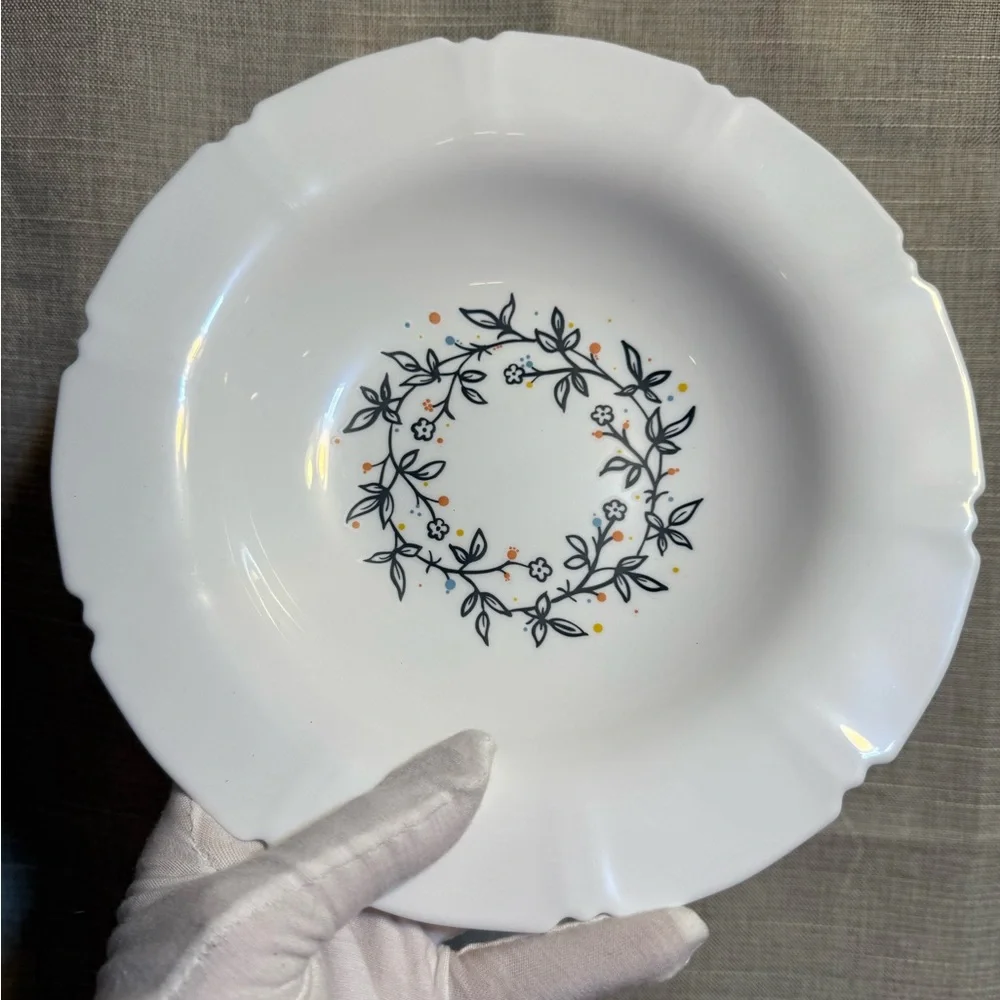 5- Ikea Sanning White Pasta/Soup Bowl With Flowers